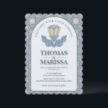 Dusty Blue Art Nouveau Wedding Invite with QR Code Einladung<br><div class="desc">Make your wedding planning seamless with this elegant Art Nouveau invitation featuring a functional QR code on the back for easy digital RSVP or website access. The design showcases a sophisticated dusty blue and cream floral motif with a classic scalloped edge. Customization Note: This design is 100% color adjustable. You...</div>