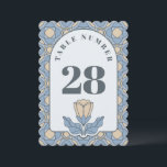 Dusty Blue Art Nouveau Wedding Table Number Card Einladung<br><div class="desc">Guide your guests to their seats with these elegant Art Nouveau table numbers. Featuring a classic floral motif, a sophisticated scalloped edge, and a beautiful geometric border, these cards add a touch of vintage charm to your wedding reception decor. The dusty blue and cream palette perfectly complements a garden or...</div>