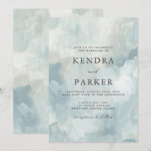 Dusty Blue Artistic Abstrakt Brushstrikes Wedding