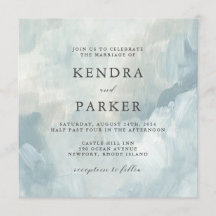 Dusty Blue Artistic Abstrakt Brushstrikes Wedding