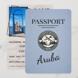 Dusty Blue Aruba Passport Save the Date