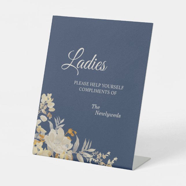 Dusty Blue Autumn Boho Wedding Ladys Badezimmer Sockelschild (Vorderseite)