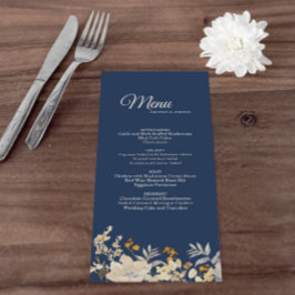 Dusty Blue Autumn Boho Wedding Menu Menükarte