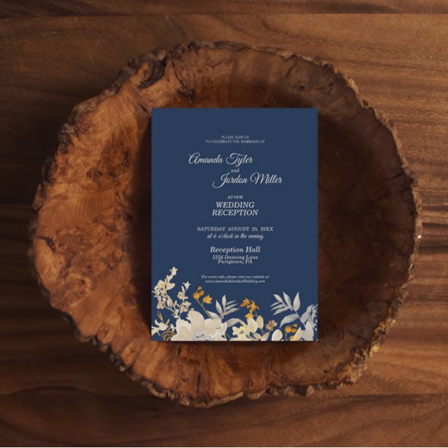 Dusty Blue Autumn Boho Wedding Reception Einladung (Von Creator hochgeladen)