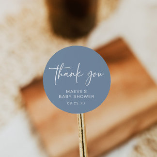 Dusty Blue Baby Dusche Round Sticker Moderner Jung