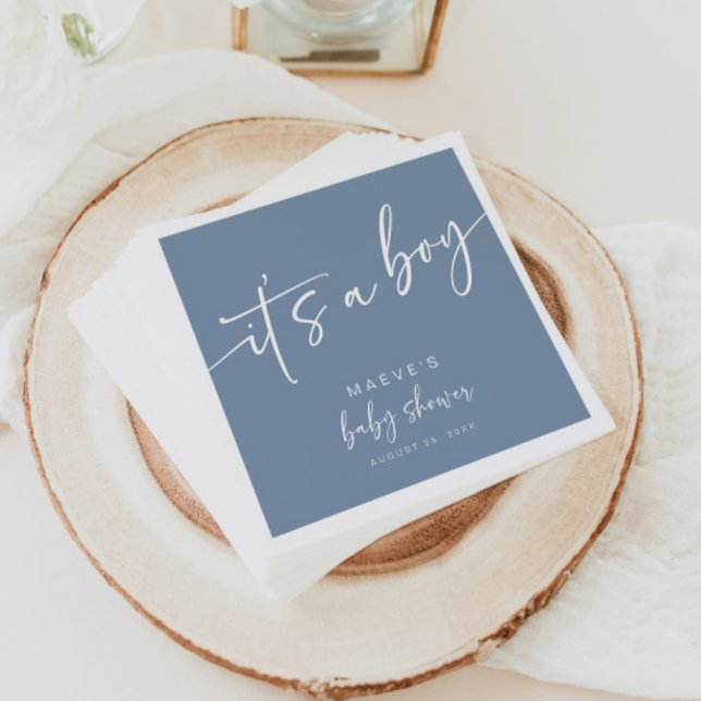 Dusty Blue Baby Duschpapier Napkins Moderner Junge Serviette (Von Creator hochgeladen)