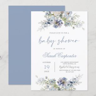 Dusty Blue Baby Shower Boy Einladung