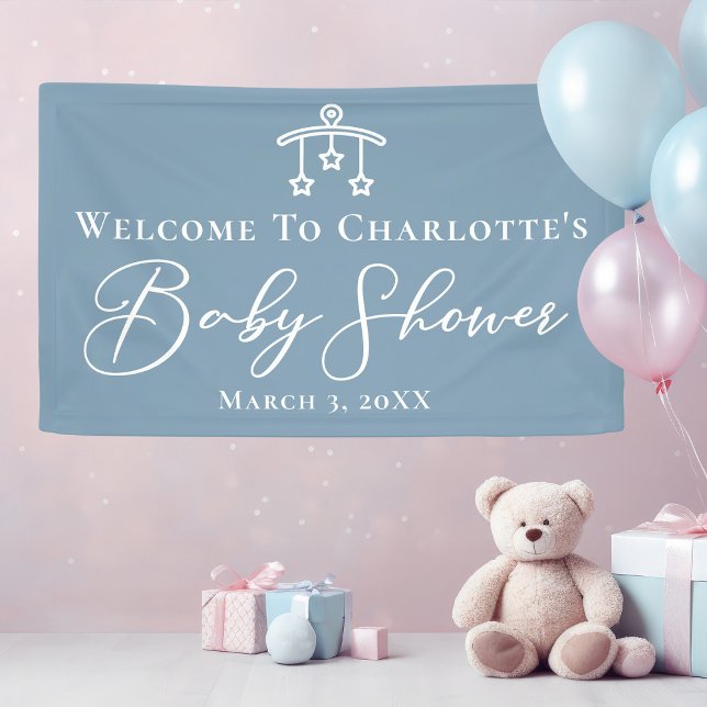 Dusty Blue Baby Shower Chic Custom Party Banner (Von Creator hochgeladen)