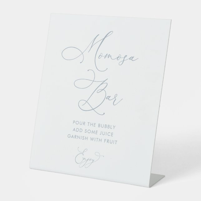 Dusty Blue Baby Shower Momosa Bar Sockelschild (Vorderseite)