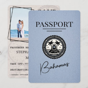 Dusty Blue Bahamas Passport Save the Date