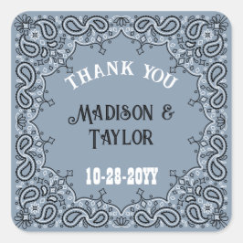 Dusty Blue Bandana Vielen Dank Western Wedding Quadratischer Aufkleber
