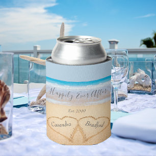 Dusty Blue Beach Wedding 2 Herz Dosenkühler