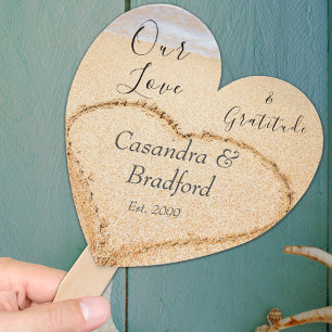 Dusty Blue Beach Wedding Heart Sand Gefallen Fächer