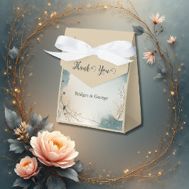 Dusty Blue Beige Boho Chic foliage wreath Wedding Geschenkschachtel