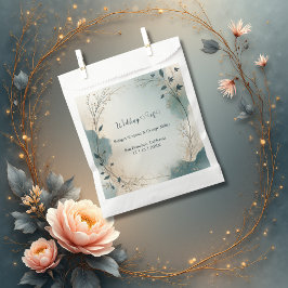 Dusty Blue Beige Boho Chic foliage wreath Wedding Geschenktütchen