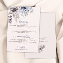 Dusty blue beige floral elegant wedding details