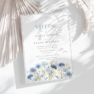 DUSTY Blue Beige Wildblume Wedding Einladung