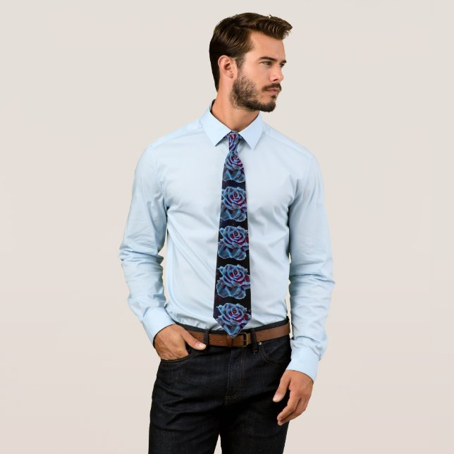 Dusty Blue Black Rose Groom Wedding Krawatte (Beispiel)