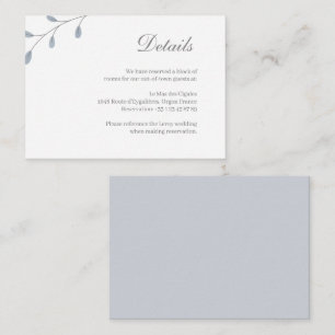 Dusty Blue Blätter Minimalistisch Wedding Hotel De Begleitkarte