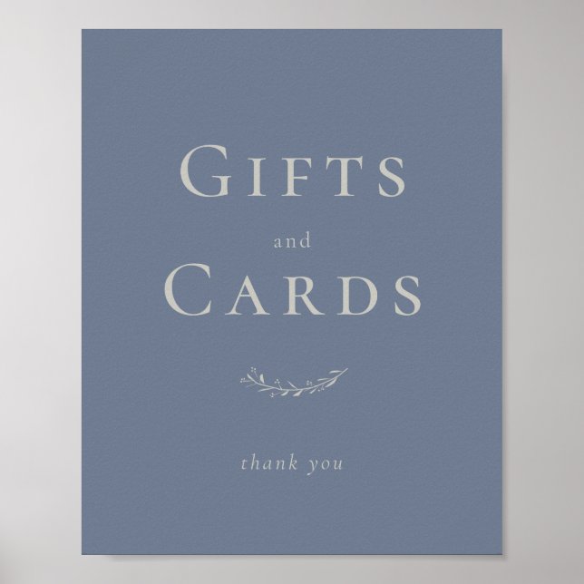Dusty Blue Blätter und Berries Card und Gift Sign Poster (Vorne)