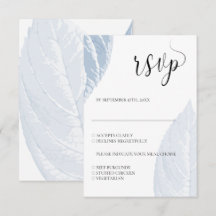 Dusty blue Blätter Wedding RSVP card
