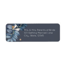 Dusty Blue Blätter White Blume Moderne Hochzeit