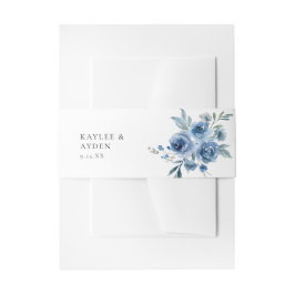 Dusty Blue & Blue Floral 2 Einladungsbanderole