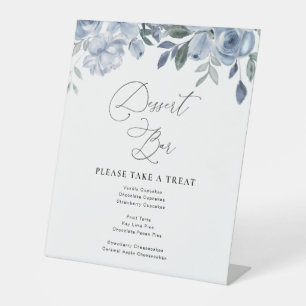 Dusty Blue Blues Hochzeit Dessert Bar Sockelschild