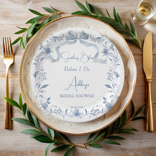 Dusty Blue Blumenband Elegantes Brautparty Pappteller