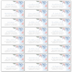 Dusty Blue Blush Beach Hochzeitsplatten Aufkleber
