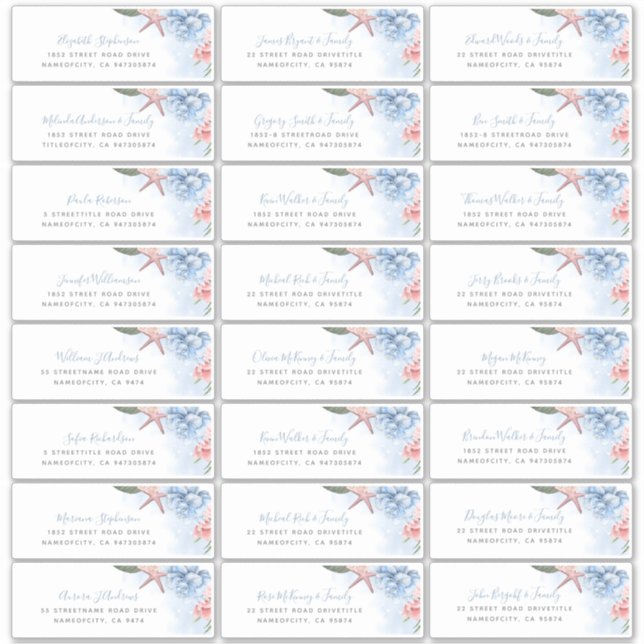 Dusty Blue Blush Beach Hochzeitsplatten Aufkleber (Vorderseite)