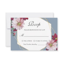 Dusty Blue Blush Burgundy Floral Gold Wedding