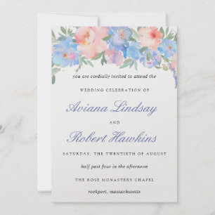 Dusty Blue Blush Pink Blues Hochzeit Einladung