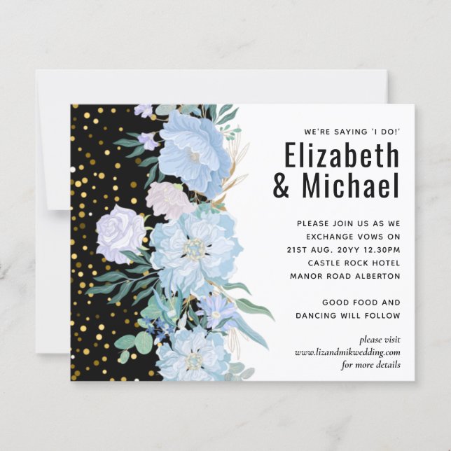 Dusty Blue Blush Pink Blues Hochzeitsbudget (Vorderseite)