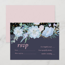 Dusty Blue Blush Pink Blues Hochzeitsbudget Einladungspostkarte