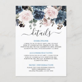 Dusty Blue Blush Pink Botanische Hochzeit mit flor Begleitkarte