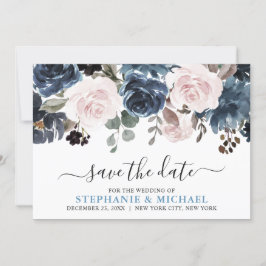Dusty Blue Blush Pink Botanische Hochzeit mit flor Save The Date