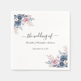 Dusty Blue Blush Pink Botanische Hochzeit mit flor Serviette