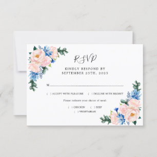 Dusty Blue Blush Pink Geometric Wedding Meals RSVP Karte