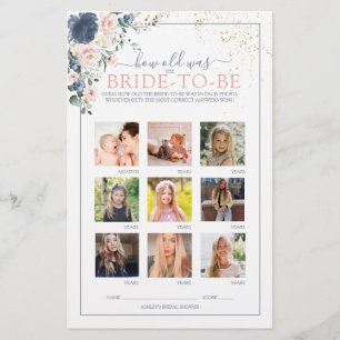 Dusty Blue Blush Pink Gold Brautparty Game