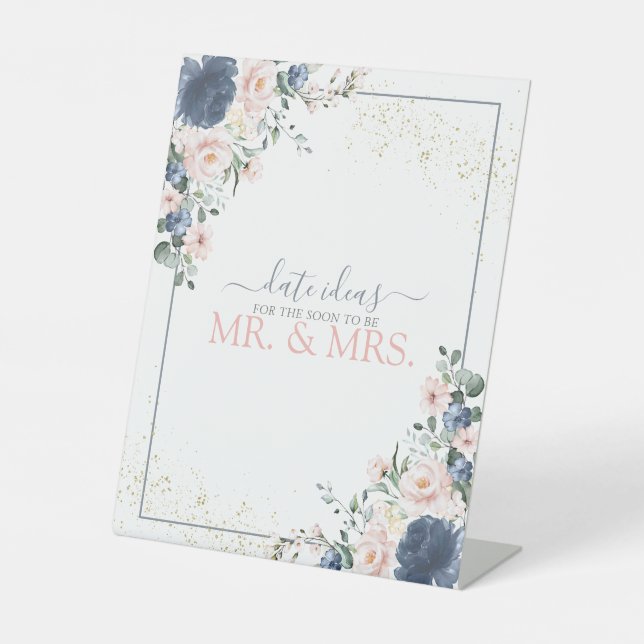 Dusty Blue Blush Pink Gold Date Ideas Sockelschild (Vorderseite)