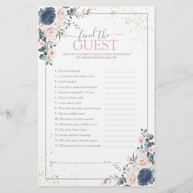 Dusty Blue Blush Pink Gold Floral Showspiel (Vorderseite)