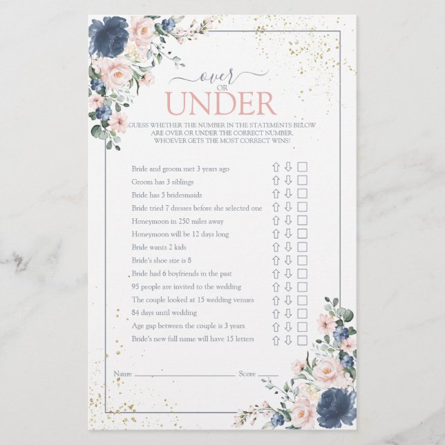 Dusty Blue Blush Pink Gold Floral Showspiel (Vorderseite)