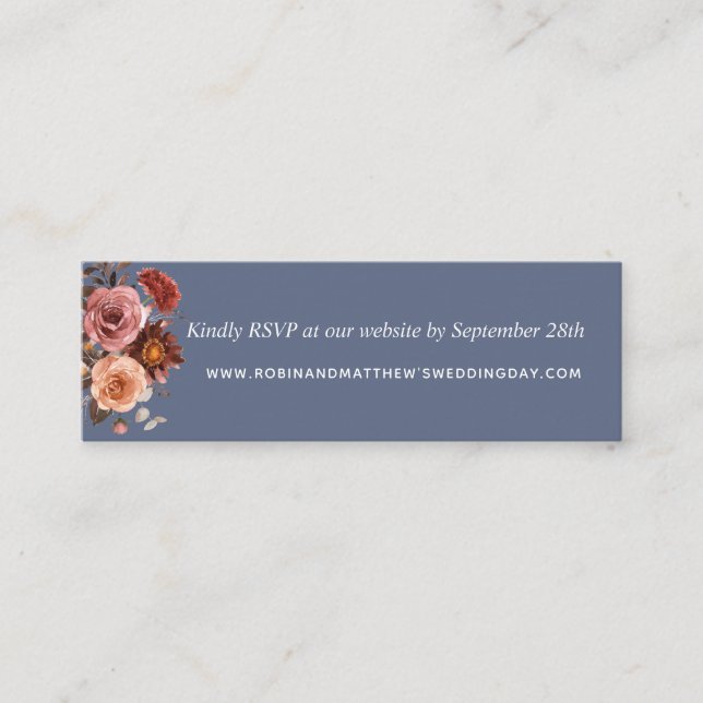 Dusty Blue, Blush und Burgund Floral Website UAwg Mini Visitenkarte (Vorderseite)
