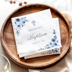 Dusty Blue Bohemisch Floral Taufe Christening Serviette
