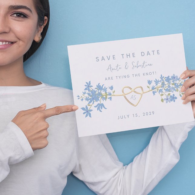 Dusty Blue Bohemisch Floral Wedding Save The Date (Von Creator hochgeladen)