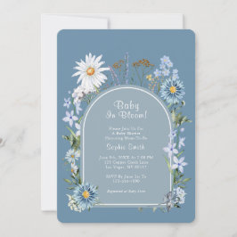 Dusty Blue Boho Baby in Bloom Baby Dusche Einladung