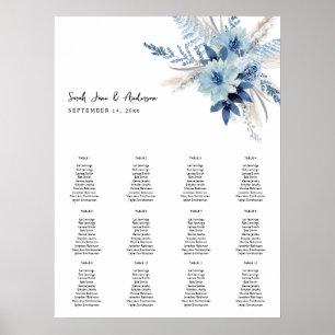 Dusty Blue Boho Blumensitzkarte -12 Poster