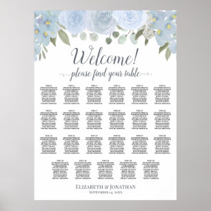 Dusty Blue Boho Chic Rose 23 Tischplattentabelle Poster