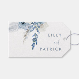 Dusty Blue Boho Floral Gastgeschenk Hochzeit Geschenkanhänger